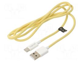 Cable | USB 2.0 | USB A plug,USB C plug | 1m | yellow | 480Mbps | 60W | 3A