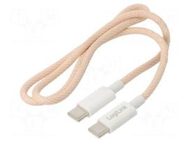 Cable | USB 2.0 | USB C plug,both sides | 500mm | pink | 480Mbps | 60W