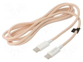 Cable | USB 2.0 | USB C plug,both sides | 1.5m | pink | 480Mbps | 60W | 3A