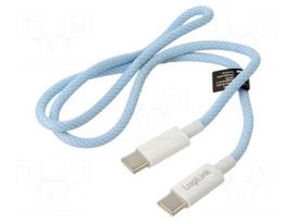 Cable | USB 2.0 | USB C plug,both sides | 500mm | blue | 480Mbps | 60W