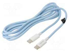 Cable | USB 2.0 | USB C plug,both sides | 1.5m | blue | 480Mbps | 60W | 3A