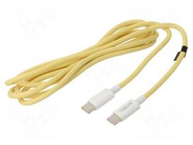 Cable | USB 2.0 | USB C plug,both sides | 1.5m | yellow | 480Mbps | 60W