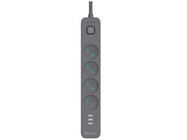 Elektros prekės // Maitinimo prailgintuvų, skirstytuvų ir UK bei USA adapterių rinkinys // Listwa zasilająca antyprzepięciowa TRACER Power Line+ mobile ready 5 m (4 gniazda + 3x USB A, 5V 2,4A)