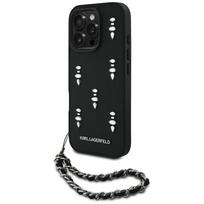 Karl Lagerfeld Saffiano Crystals su grandine dėklas telefonui iPhone 16 Pro Max - juodas
