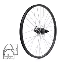 Galinis ratas J19SB 24" // diskiniams 6 varžtų stabdžiams, 32H, kasetė, QR, kniedytas, dvigubas, aliuminis