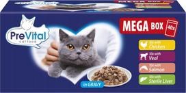 Prevital Mega Box Veal, salmon, liver, chicken - wet cat food - 40X100g