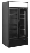 Juoda dviejų durų vitrina su stogu FSC1000H BLACK