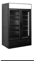 Juoda 2 durų vitrina su stogu FSC1200H BLACK