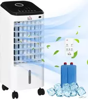 Kondicionierius HOMCOM mobilus oro vėsintuvas 3in1 su drėkinimo, vėsinimo ir ventiliatoriaus funkcijomis, 65 W, nuotolinio valdymo pultas, 3,5 l talpa, 824-063V90CW