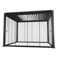 Home4You Gazebo MIRADOR-111 3x4m with glass sliding doors, dark pilkas