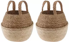 Vazonas su rankenomis 2 pcs Balta Ø 22 x 20 cm 100% Jūros žolė