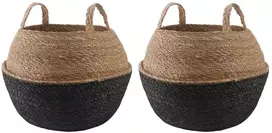 Vazonas su rankenomis 2 pcs Juoda Ø 45 x 36 cm 100% Jūros žolė