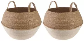 Vazonas su rankenomis 2 pcs Balta Ø 45 x 36 cm 100% Jūros žolė