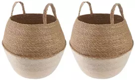Vazonas su rankenomis 2 pcs Balta Ø 32 x 32 cm 100% Jūros žolė