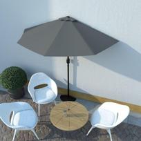 Balkono skėtis su aliuminio stulpu vidaXL 270x135cm pilka