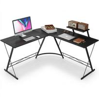 Kampinis Kompiuterio Stalas Su Žaidimų Lentyna "School Black, 129 x 46 x 74 cm + 129 x 46 x 74 cm