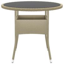 Sodo stalas，Lauko stalas, smėlio, 80x75cm, grūdintas stiklas/poliratanas CFE683636