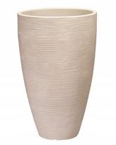 Dryžuotas smėlio spalvos plastikinis lauko vazonas 40 cm skersmuo, 60 cm aukštis, 1 vnt., 40x60
