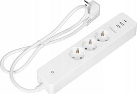 Išmanusis prailgintuvas Orno 1.8m, 3 rozetės, 2xusb, Usb-c, baltas