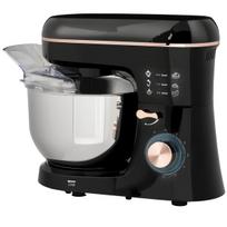 HOMCOM Maisto procesorius Minkymo mašina 5,5 l Nerūdijančio plieno dubuo 1400 W 6+P greitis Tešlos maišytuvas su tešlos kabliu, tešlos kabliu, plaktuvu, apsauga nuo purslų, tešlos grandikliu ir kiaušinių atskirtuvu Juoda, Juoda