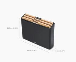 Joseph Joseph Folio™ Steel 3 dalių bambuko pjaustymo lentelių rinkinys su juodo plieno dėklu
