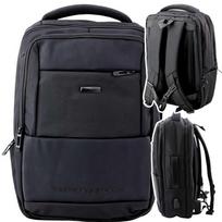 Lean City Business Backpack with USB, Chest Strap, Black, 26L, 45cm