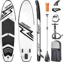 FBSPORT pripučiama SUP lenta, 15 cm, komplektas su aliuminine irkle ir pompa, juodai baltas (FBSPORT-11FT-SUP)