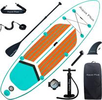 Aqua Plus pripučiama SUP lenta, 15 cm, visiems lygiams, komplektas: irklas, pompa, kuprinė, saugos pavadėlis, peties diržas, grafiti geltona