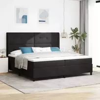 Kiemas lova su čiužiniu su LED Juoda 200 x 200 cm Aksomas