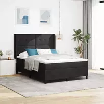 Kiemas lova su LED juostelėmis Juoda 140 x 190 cm Aksomas