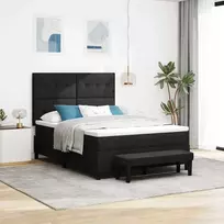 Kiemas lova su čiužiniu Juoda 140 x 190 cm audinys