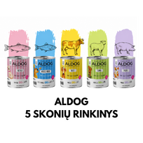ALDOG Ragauk ir Atrask – 5 skonių konservų rinkinys šunims (5 × 400 g)