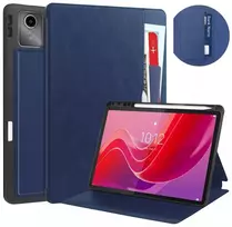 Dėklas na tablet 4kom.pl Odinis dėklas su kieszeniami do Lenovo Tab M11 10.95 TB330FU TB330XU TB331FC, tamsiai mėlyna
