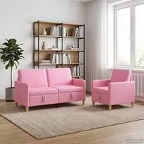 Sofa Sofos komplektas su saugojimu 2 vnt. Rožinė Poliesteris