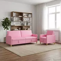 Sofa Sofos komplektas su saugojimu 2 vnt. Rožinė Poliesteris