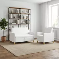Sofa Sofos komplektas su saugojimu 2 vnt. Balta Poliesteris