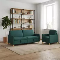 Sofa Sofos komplektas su saugojimu 2 vnt. Tamsiai žalia Poliesteris