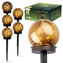 Sodo apšvietimas, 6x LED saulės sodo lempa 10cm įsmeigiama dekoratyvinė rūkyto stiklo rutulio formos