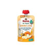 Bananų, obuolių, mangų ir abrikosų tyrelė BANANA LAMA, kūdikiams nuo 6 mėn., biodinaminė