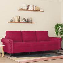 Trivietė sofa, raudonojo vyno spalvos, 180cm, aksomas