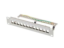 LANBERG 12-Port 1U Patch Panel, 10 inch FTP, gray, with keystone module organizer