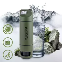 Extralink PURISOO+ butelis su filtravimo sistema ir pompa, 400 ml, UF + ACF filtras Vandens filtravimo butelis, 0,4 l, žalias, alyvuogių spalvos
