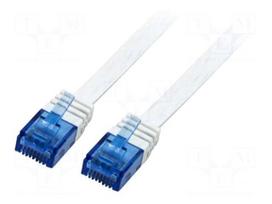 Patch cord | U/UTP | 5e | stranded | CCA | PVC | white | 2m | 30AWG