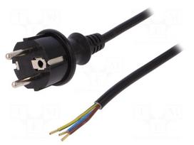 Cable | SCHUKO plug,CEE 7/7 (E/F) plug,wires | 3m | black | PVC | 16A