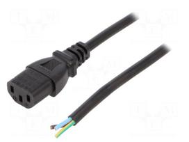 Cable | 3x0.75mm2 | IEC C13 female,cables | PVC | 1m | black | 10A | 250V
