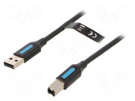 Cable | USB 2.0 | USB A plug,USB B plug | nickel plated | 0.5m | black