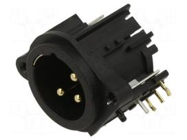 Connector: XLR | socket | male | 6A | 133V | PIN: 3 | angled 90° | THT