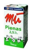 Milk MŪ 2,5% fat, pasteurised, 1 L x 12 pcs