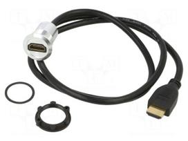 Adapter cable | HDMI socket,HDMI plug | Body: silver | Thread: M22