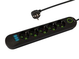 Elektros prekės // Maitinimo prailgintuvų, skirstytuvų ir UK bei USA adapterių rinkinys // 98-227# Przedłużacz sieciowy ps-530 5-gniazd 3xusb 3m czarny 3x1mm